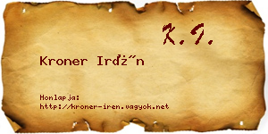 Kroner Irén névjegykártya